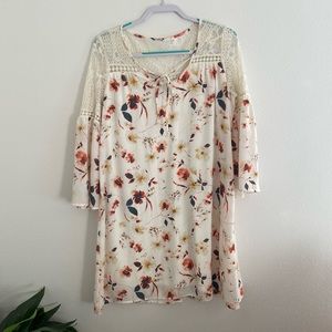 Dainty cream lace floral dress